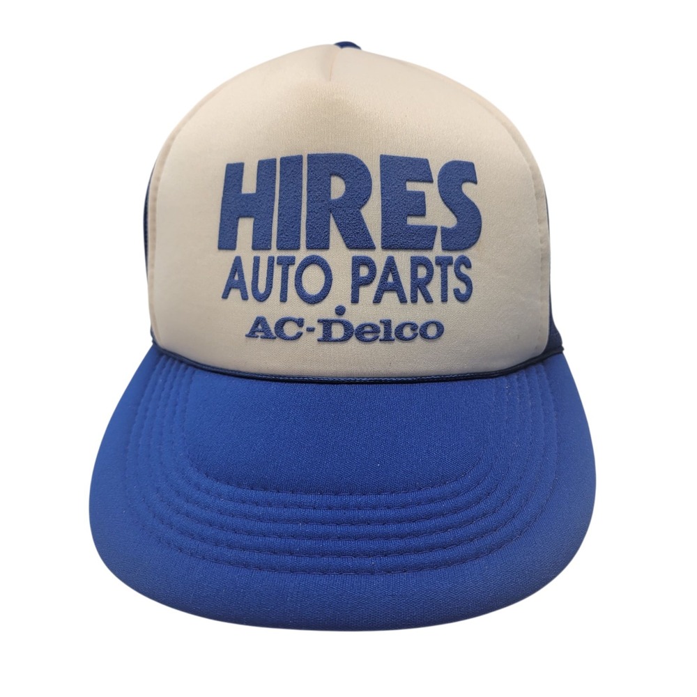 Hires Auto Parts‎ Vintage Snap Back Hat With Mesh In Back Blue And White Men's